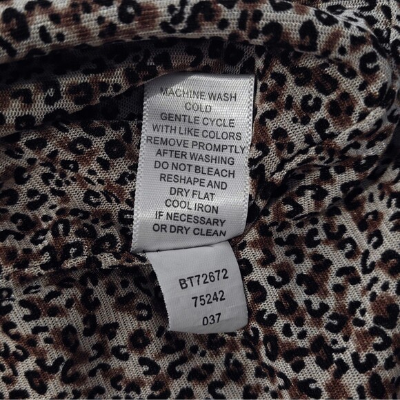 Vintage Y2K Mesh Tank Top Shirt Leopard Cowl Scoop S Small Cable Gauge Cheetah - Picture 8 of 8